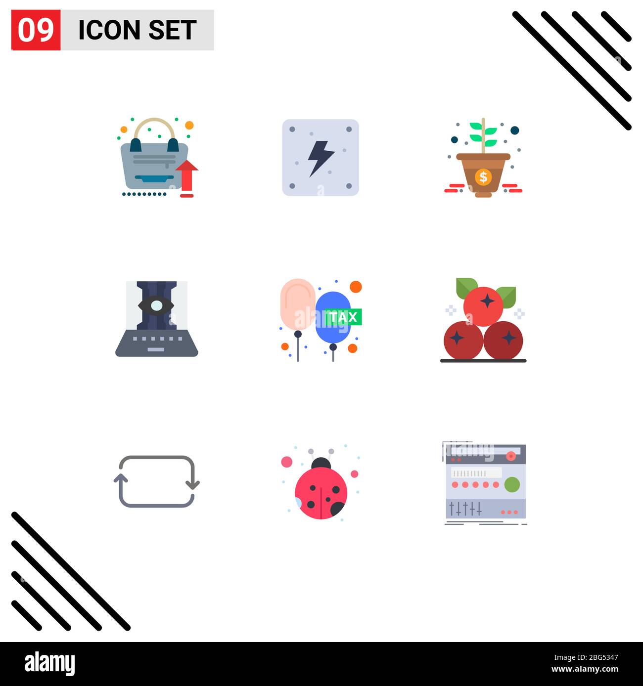 Ensemble de 9 icônes modernes de l'interface utilisateur symboles signes pour les fonctions, la technologie, la croissance, technique, informatique éléments éditables de conception vectorielle Illustration de Vecteur