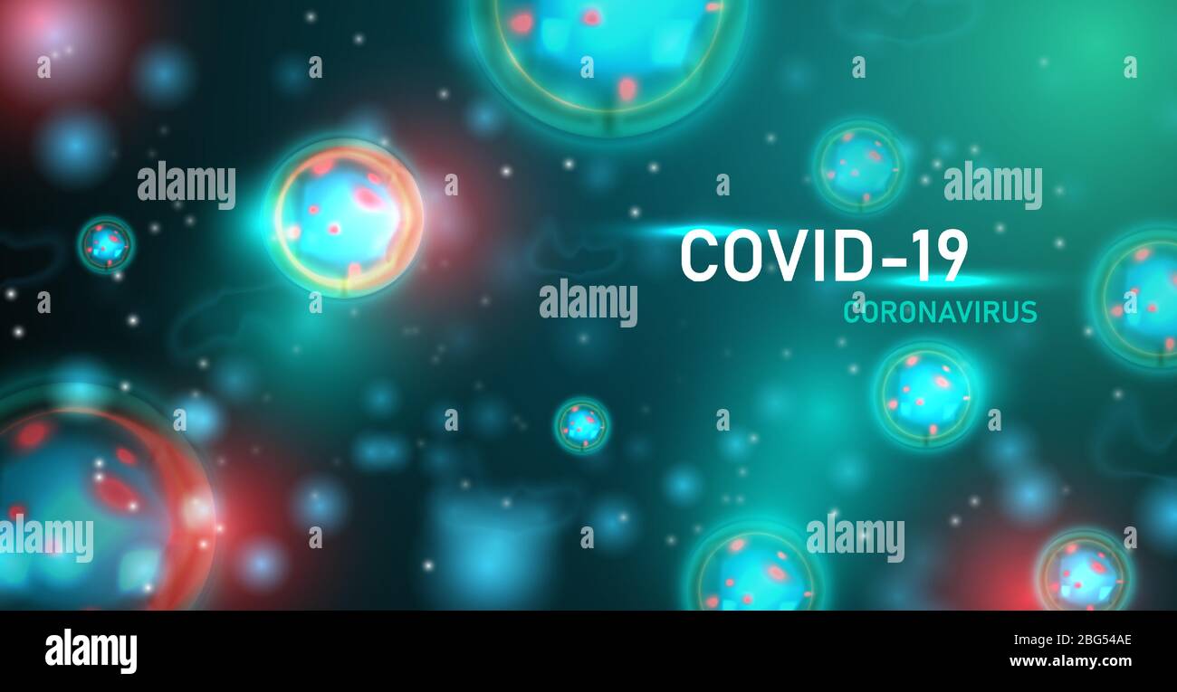 Maladie du coronavirus infection COVID-19. Chine pathogènes virus de la grippe respiratoire covid cellules. Illustration de Vecteur