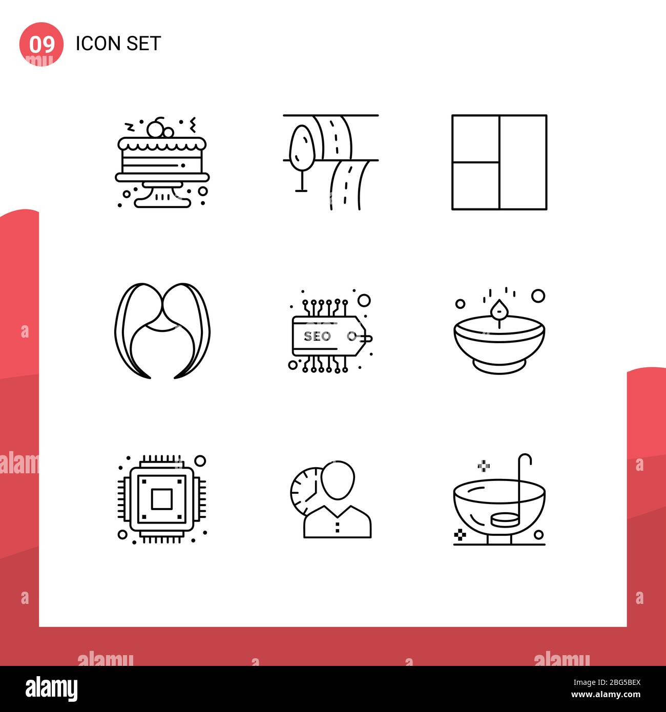 Groupe de 9 contours modernes pour diwali, tag, moustache, seo, hommes Editable Vector Design Elements Illustration de Vecteur