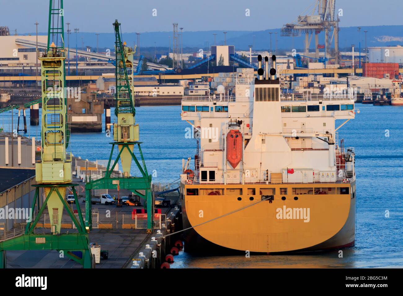 Cargo, Port du Havre, Normandie, France, Europe Banque D'Images