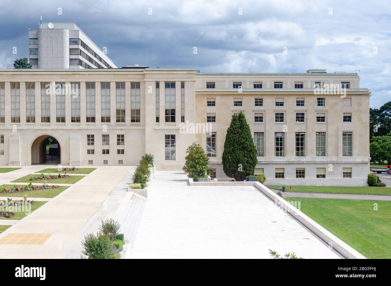 Le Palais des Nations, le bâtiment principal de l'Office des Nations Unies à Genève, Suisse Banque D'Images