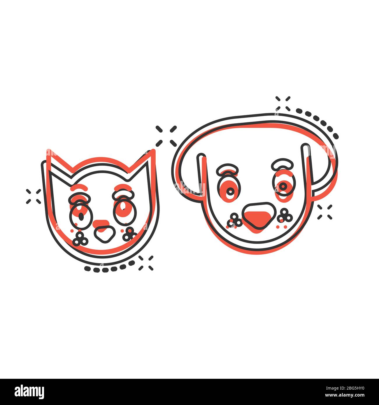 Icône chien et chat dans le style comique. Illustration vectorielle de la tête d'animal sur fond blanc isolé. Dessin animé drôle animal de compagnie effet de splash entreprise conceps Illustration de Vecteur Icône chien et chat dans le style comique. Illustration vectorielle de la tête d'animal sur fond blanc isolé. Dessin animé drôle animal de compagnie effet de splash entreprise conceps Illustration de Vecteur
