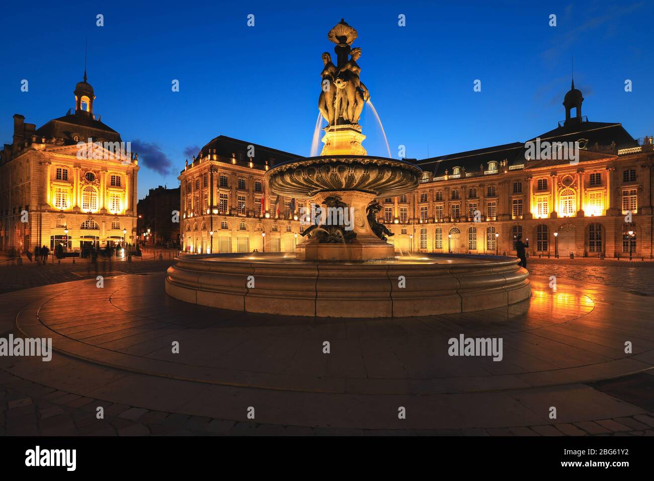 Fontaine des trois grâces, place de la Bourse, Bordeaux, Gironde, Aquitaine, France Banque D'Images