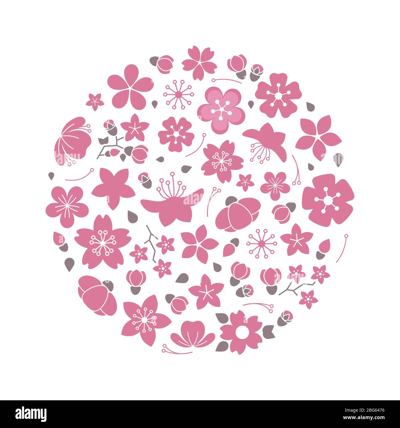 Fleurs fleuries logo de forme ronde isolé sur fond blanc. Illustration vectorielle Illustration de Vecteur
