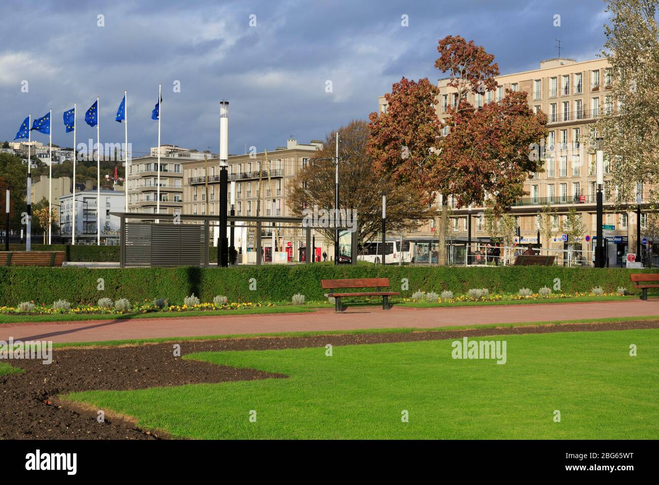 Les jardins de l'Hôtel de ville,Le Havre,Normandie,France,Europe Banque D'Images