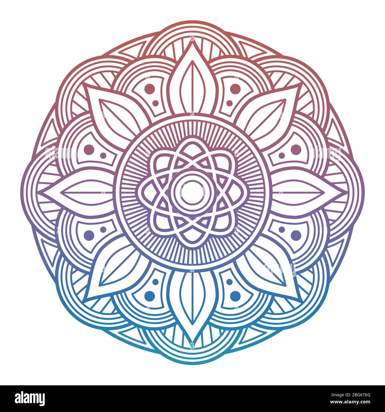 Mandala de fleurs colorées. Élément décoratif imprimable en arabe, indien et asiatique isolé sur blanc. Illustration vectorielle Illustration de Vecteur