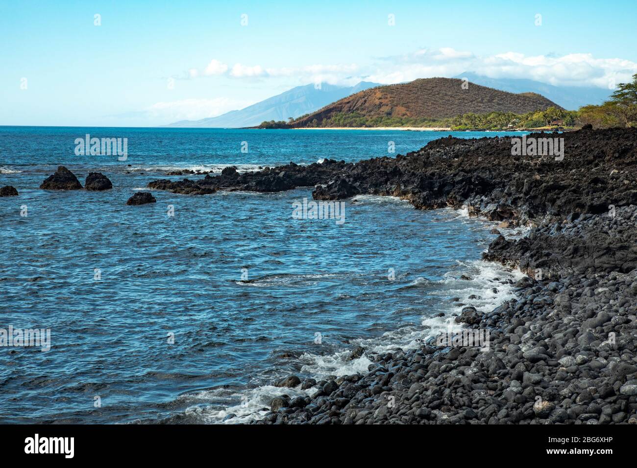 Le littoral de Kanahena Beach, Maui Hawaii Banque D'Images