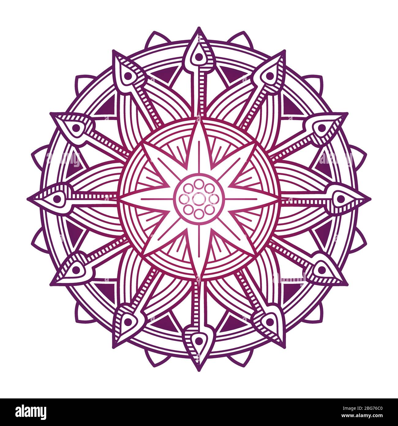 Design coloré à vecteur de mandala. Mandala de fleurs asiatiques, coréennes et orientales sur fond blanc Illustration de Vecteur
