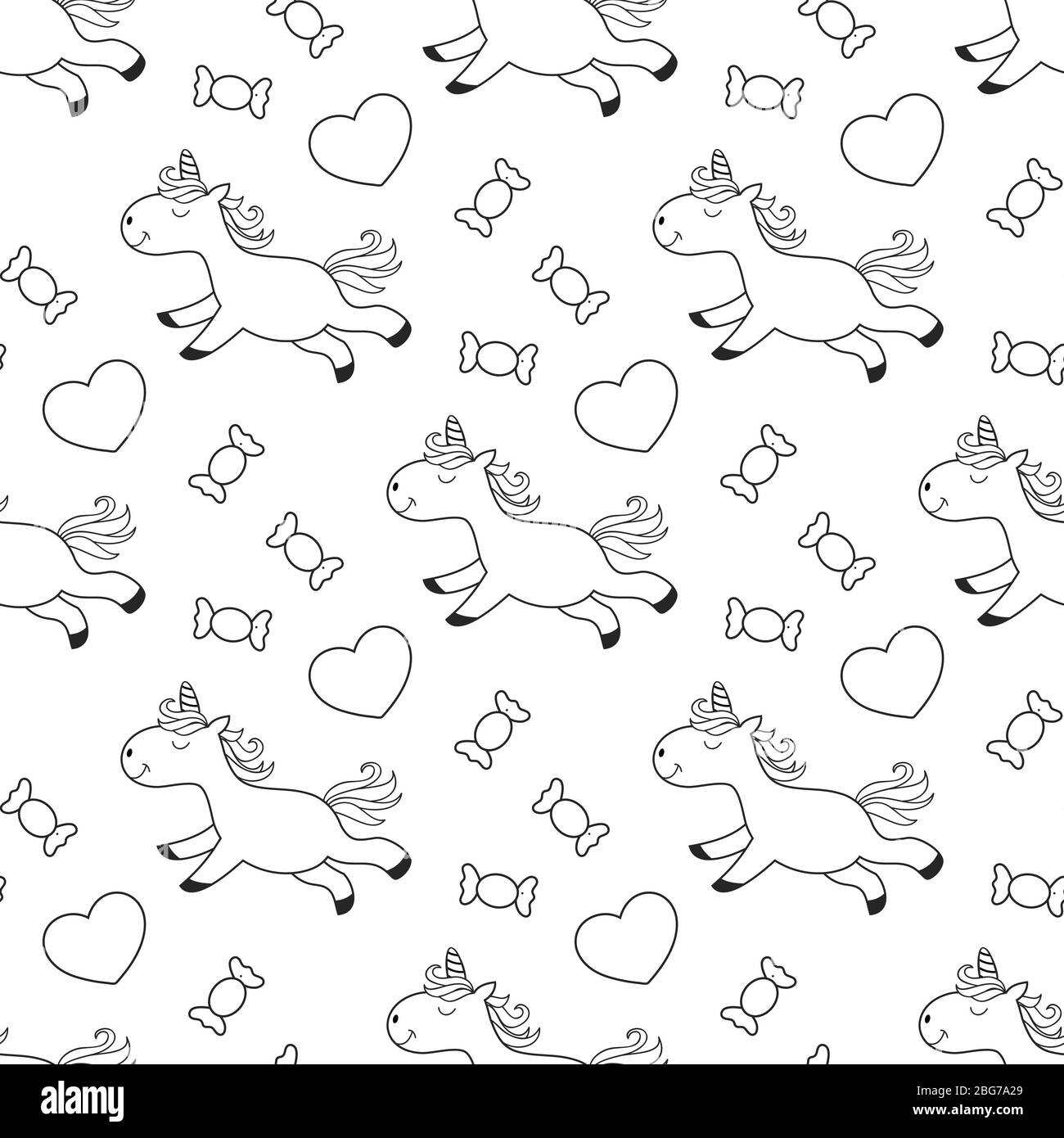 Fond de page couleur UNICORN avec bonbons pour enfants. Illustration vectorielle Illustration de Vecteur