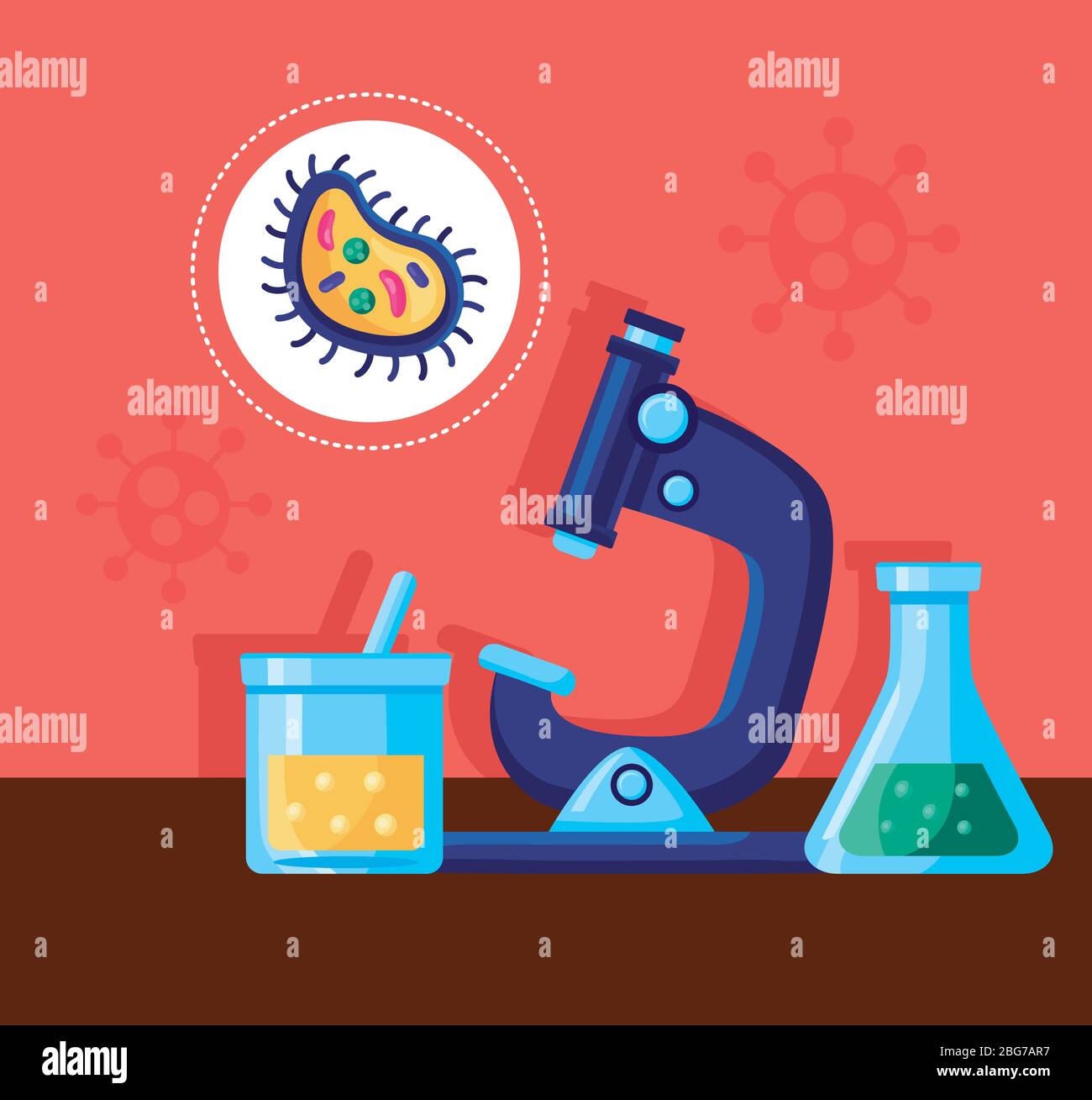 affiche de la pandémie de covid19 avec vaccin de recherche en laboratoire Illustration de Vecteur