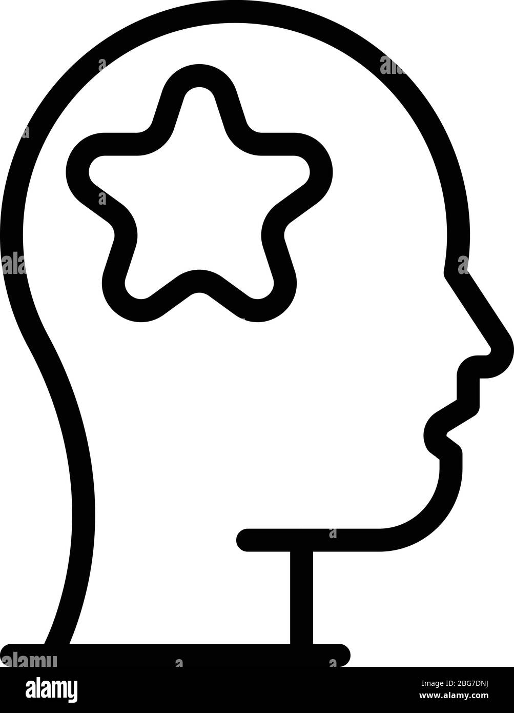 Étoile dans l'icône en forme de tête, style de contour Illustration de Vecteur