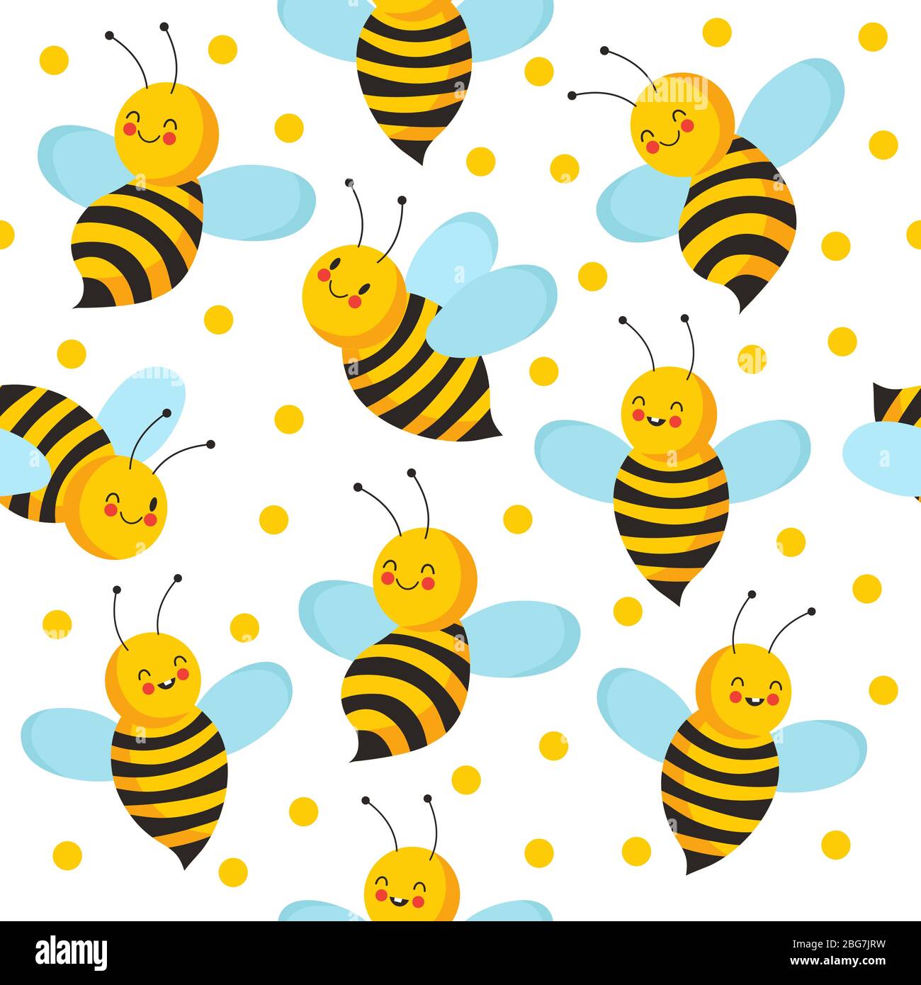 Motif abeilles. Mignons abeilles volantes pour le miel. Vecteur interminable maison d'abeilles arrière-plan. Insectes nature mignonne, illustration de motif apiculture Illustration de Vecteur