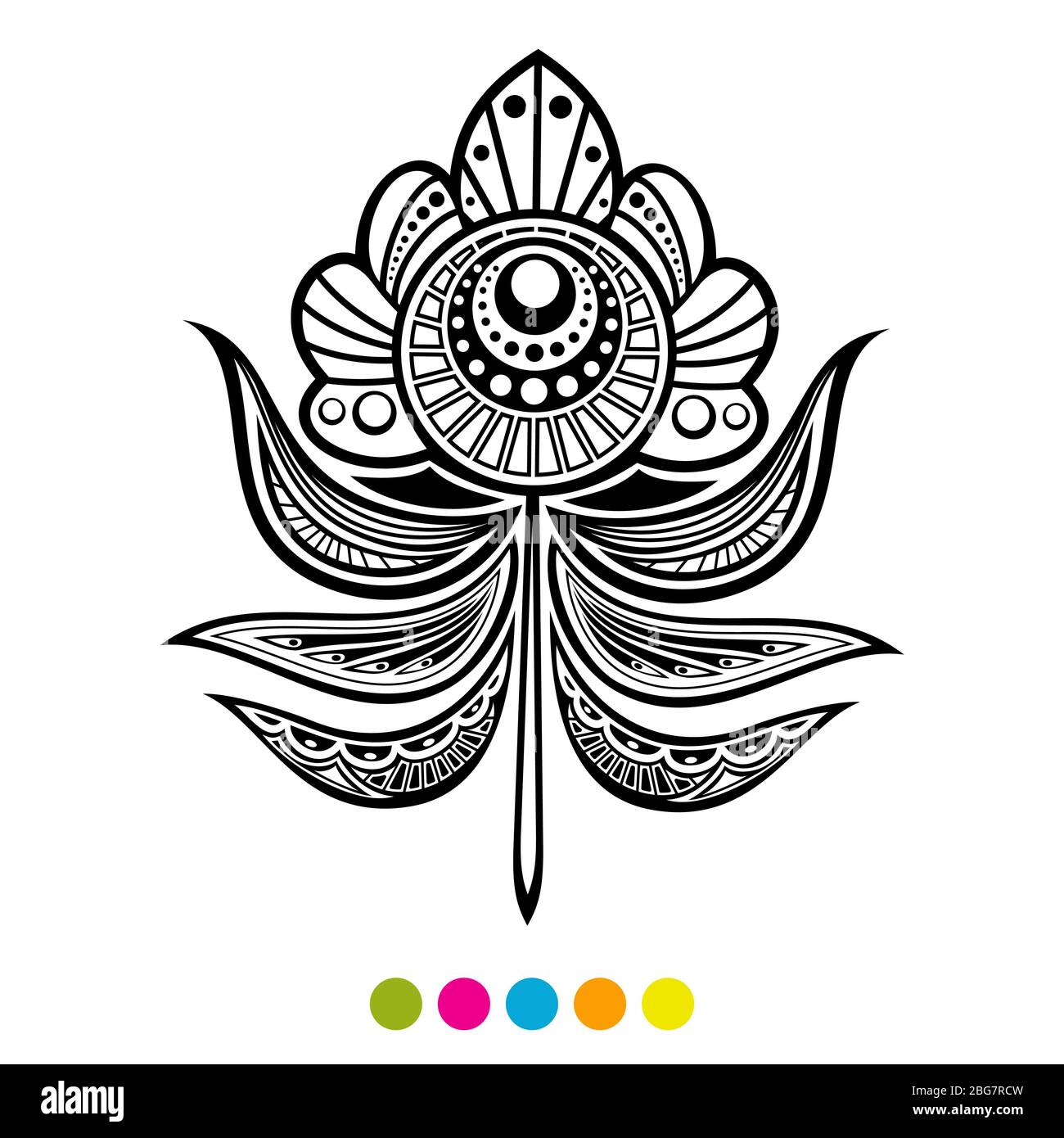 Illustration vectorielle de plume fleurie abstraite. Page de coloriage des fleurs noir et blanc Illustration de Vecteur