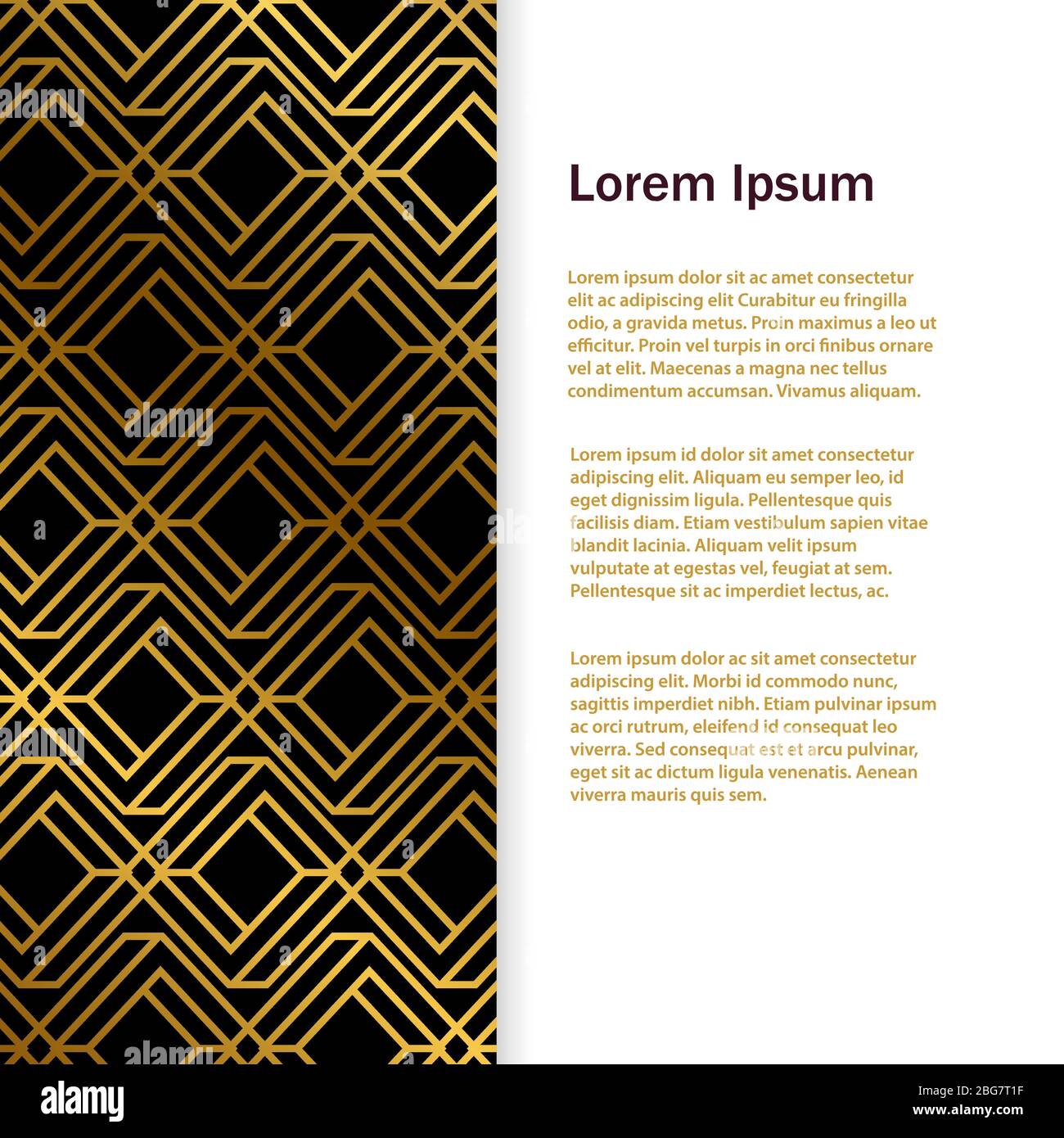 Modèle de bannière ou de brochure de luxe avec formes gométriques dorées. Illustration vectorielle Illustration de Vecteur
