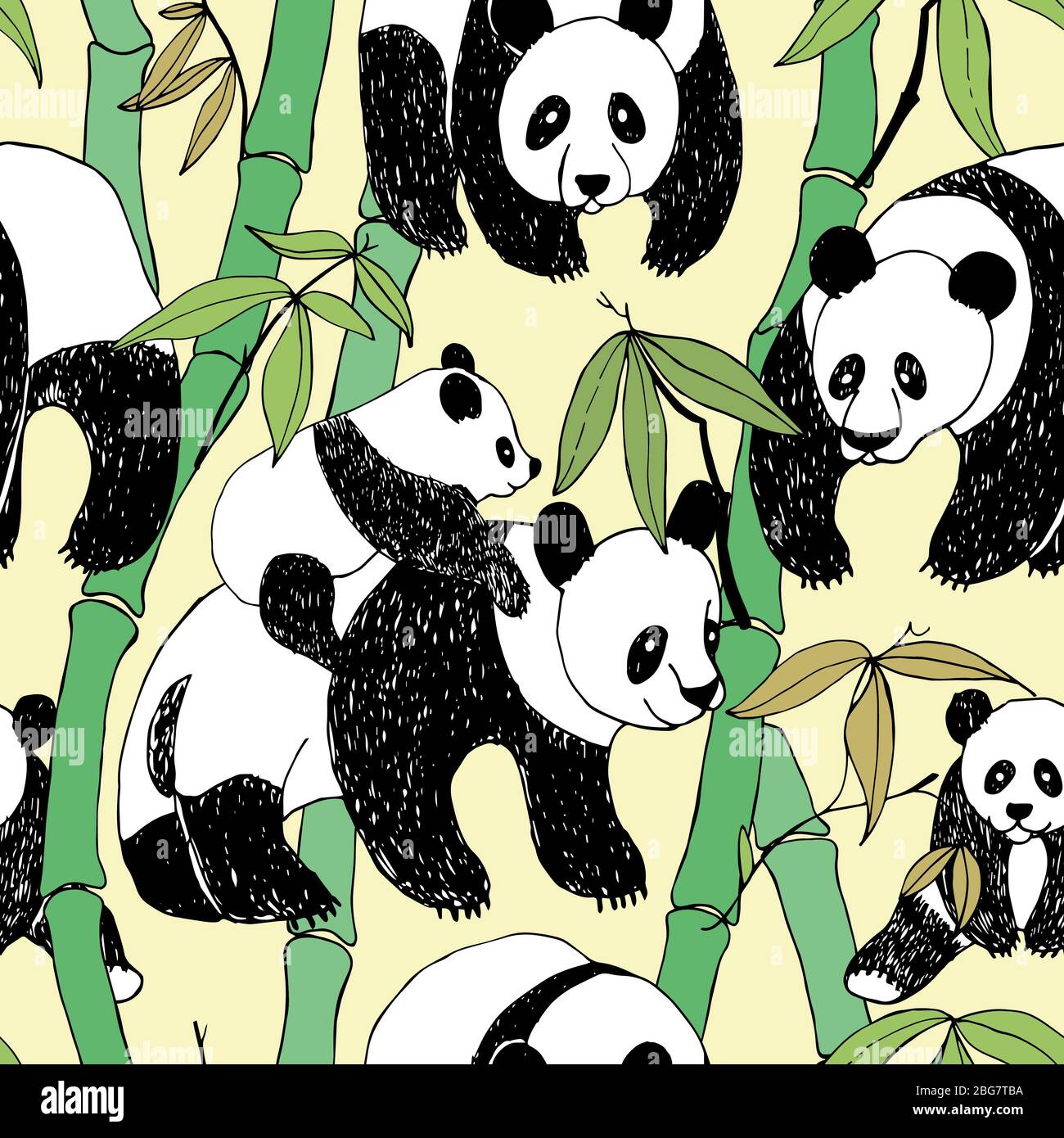 Magnifique motif panda en bambou, design idéal pour tous les usages. Motif vectoriel en bambou. Caractère sauvage. Arrière-plan abstrait graphique. Animal Illustration de Vecteur