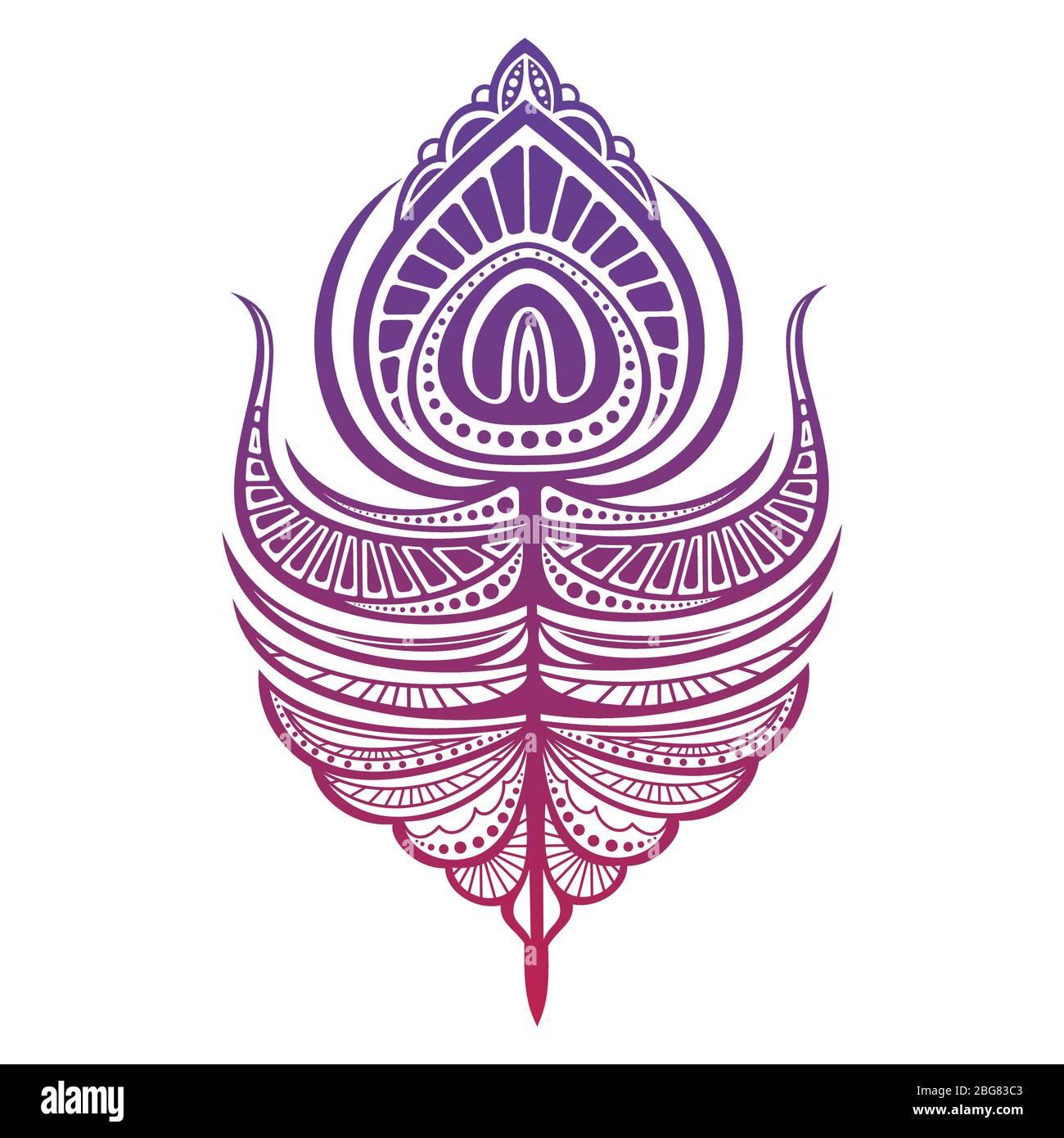 Illustration vectorielle de plume de style asiatique. Plumes colorées pour le logo, le design, l'imprimé, la coloration Illustration de Vecteur
