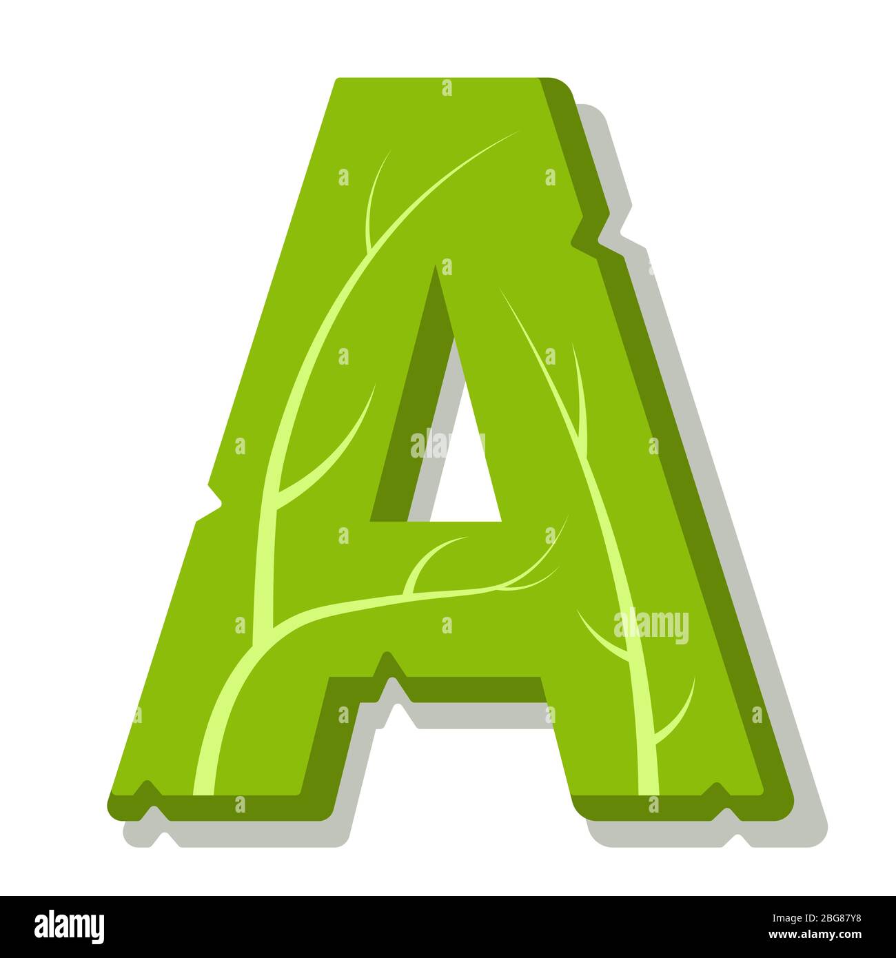 Lettre A, feuilles vertes alphabet vectoriel d'été. Le logo simple de la lettre UNE couleur verte. Illustration isolée sur fond blanc. Illustration de Vecteur