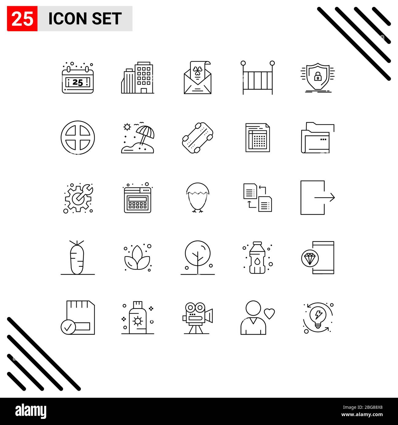 Ensemble Moderne De 25 Lignes Et Symboles Tels Que Pare Feu Lit De Bebe Courrier Enfants Elements De Conception Vectoriel Editable De Bebe Image Vectorielle Stock Alamy