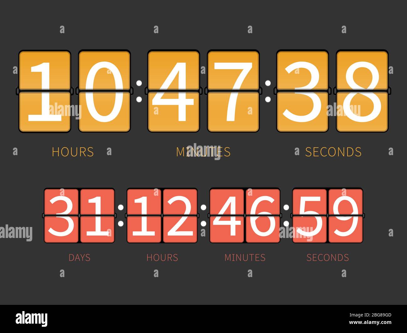 Minuteur de compte à rebours coloré de l'ensemble, horaire. Illustration vectorielle Illustration de Vecteur