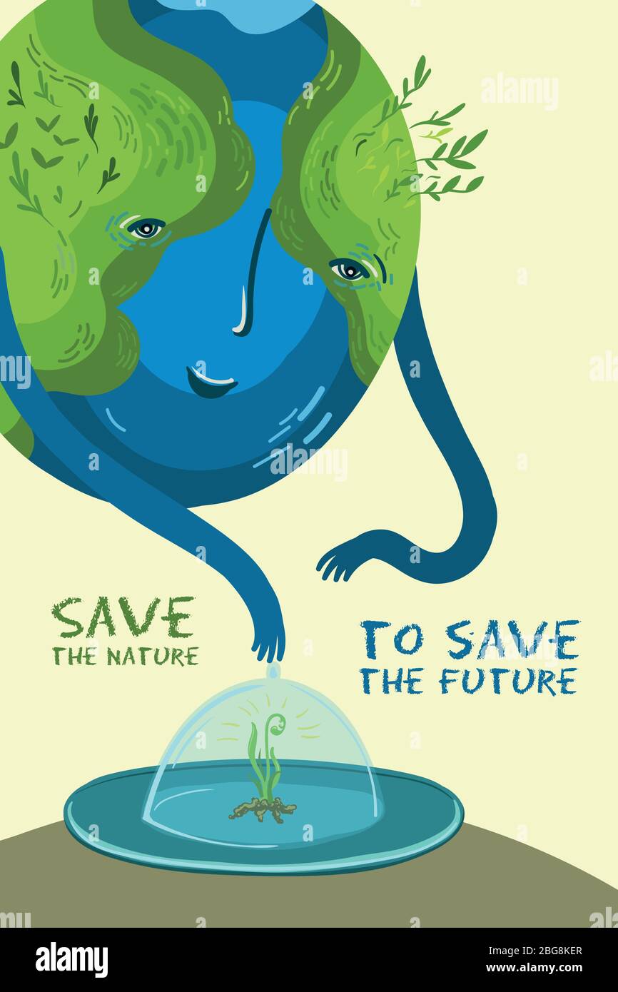 Illustration vectorielle sur la conservation des arbres et des plantes sur la planète Terre. Illustration de Vecteur