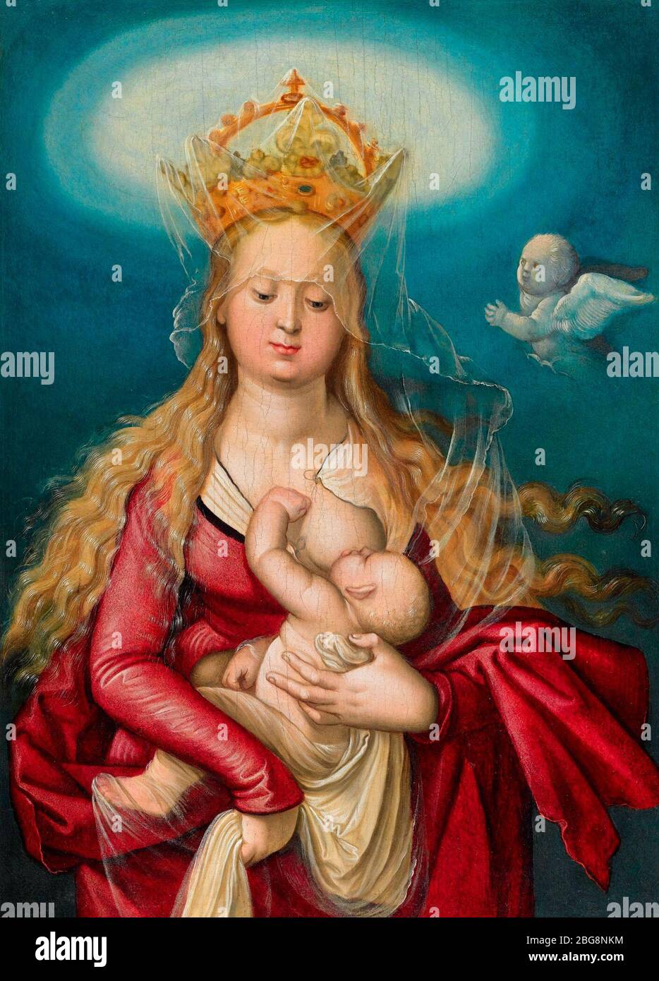 La Vierge comme reine du ciel suçant le bébé Christ - Hans Baldung Banque D'Images