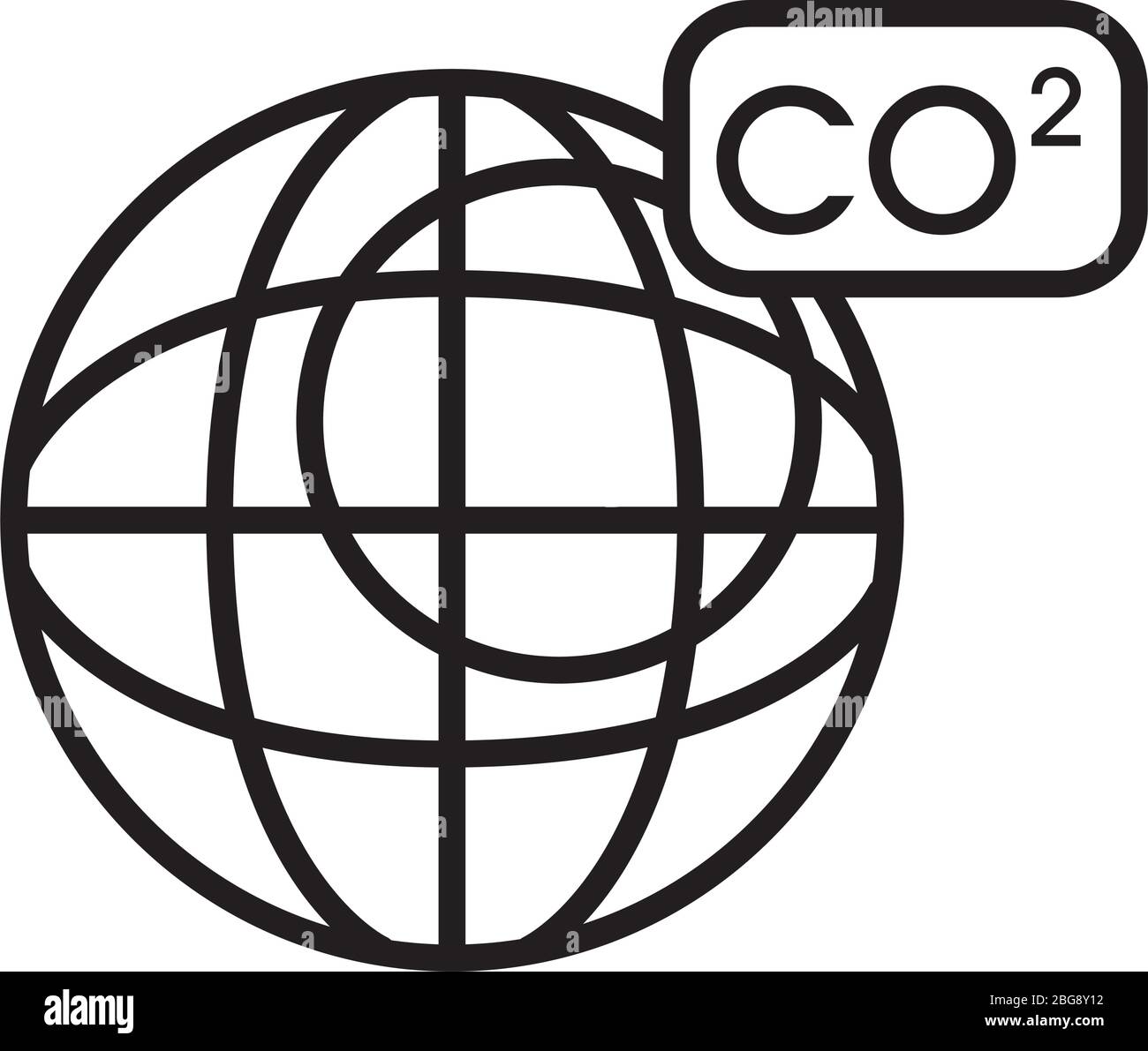 planète avec icône de style ligne co 2 Illustration de Vecteur