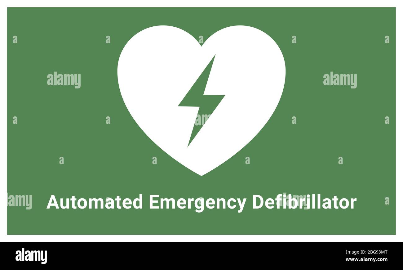 Autocollant d'identification du défibrillateur DAE de secours Illustration de Vecteur