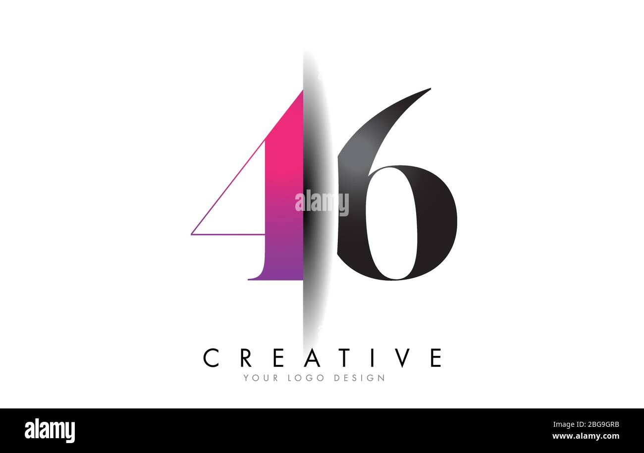 46 4 6 logo de numéro gris et rose avec illustration vectorielle de la fonction de découpe d'ombre créative. Illustration de Vecteur