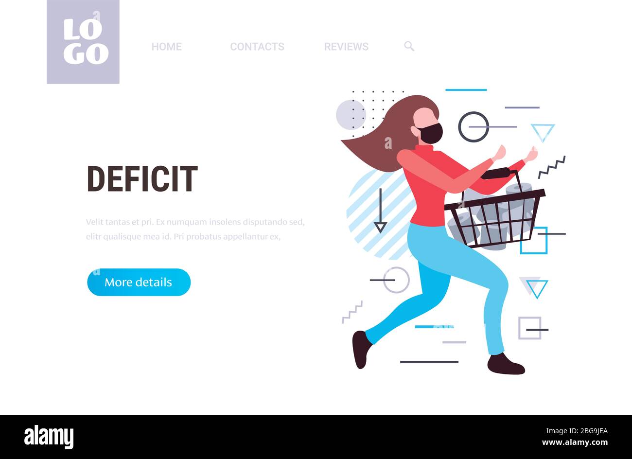 femme dans un masque médical portant un panier avec papier toilette coronavirus pandémique covid-19 déficit concept international quarantaine horizontale pleine longueur illustration vectorielle Illustration de Vecteur