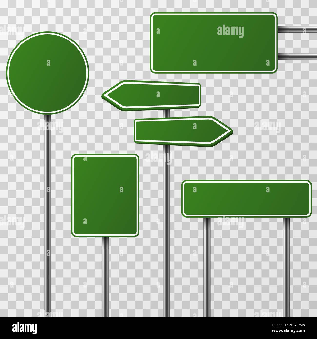 Vecteur isolé réaliste de rues et de panneaux de route vierges. Ensemble de signalisation routière, illustration de la direction du panneau de signalisation routière Illustration de Vecteur