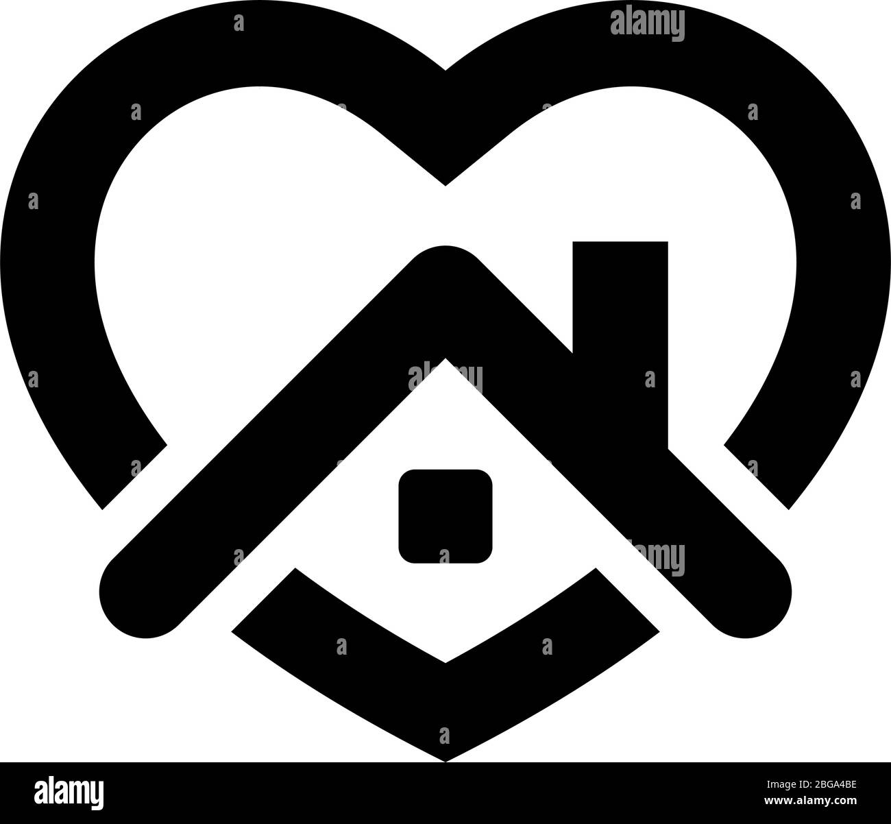 Icône rester à l'aise. Maison avec coeur .Vector illustration EPS 10 Illustration de Vecteur