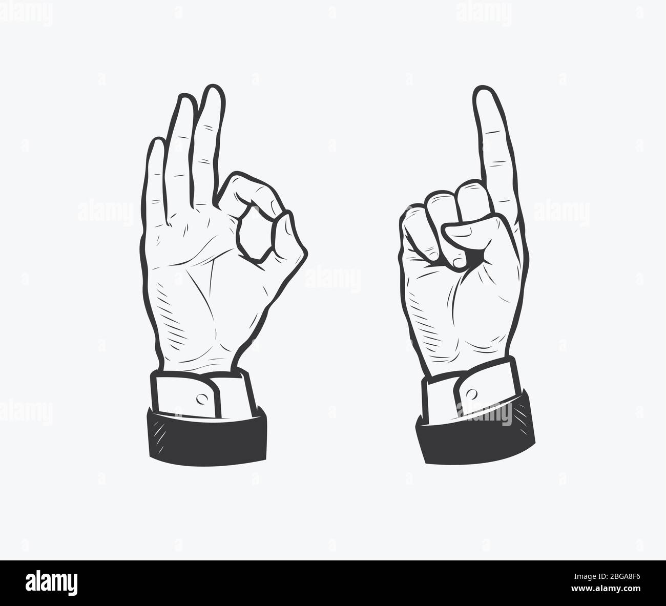 Signe rétro de la main. Illustration vectorielle d'affaires vintage Illustration de Vecteur