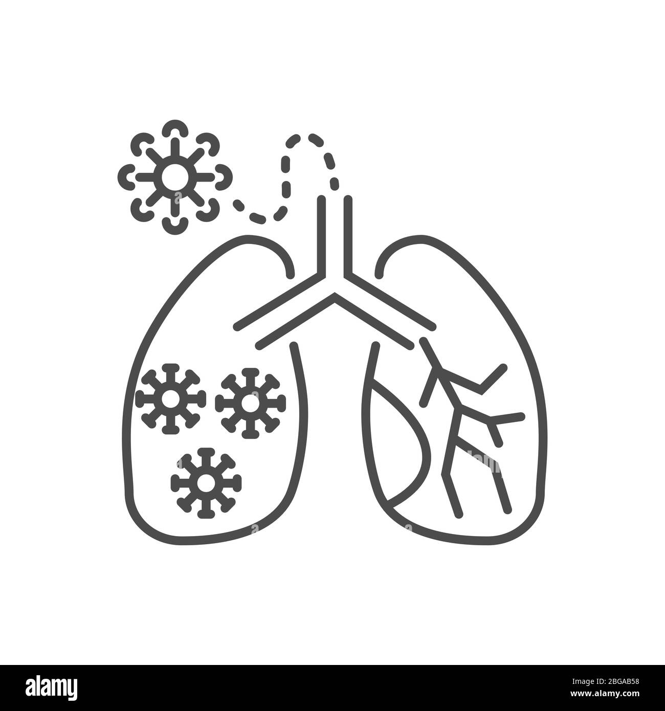 Poumons icône de ligne fine vectorielle liée à l'infection. Illustration de Vecteur