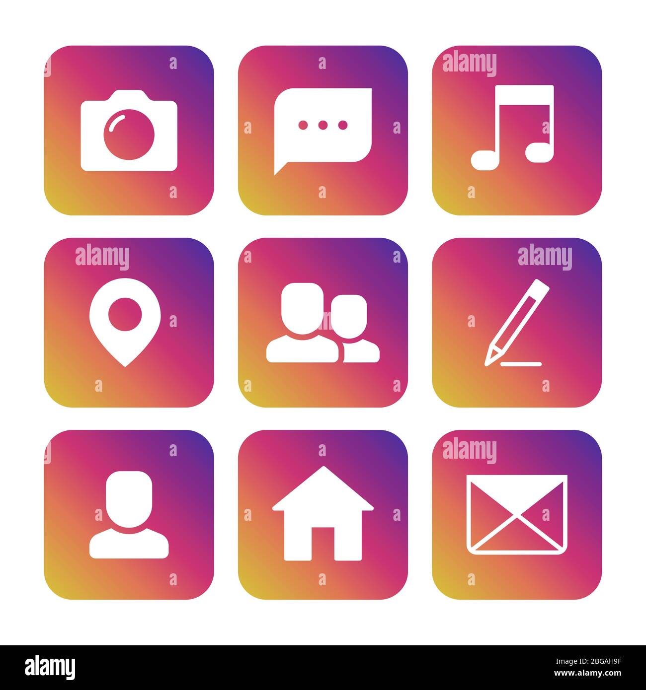 Les icônes de réseau social sont définies sur un arrière-plan coloré isolé. Illustration vectorielle Illustration de Vecteur