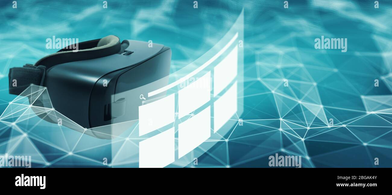 Concept de réseau de page Web de réalité virtuelle. Banque D'Images Concept de réseau de page Web de réalité virtuelle. Banque D'Images