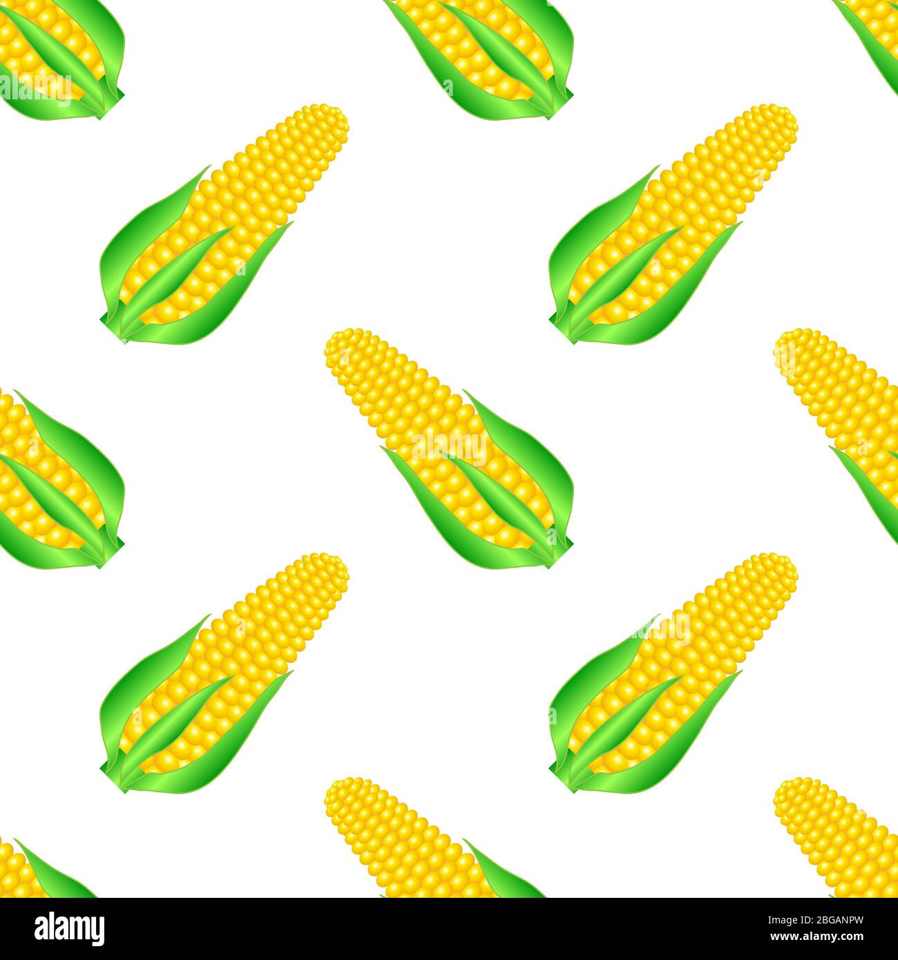 Motif de maïs frais jaune biologique. La nourriture douce dorée naturelle. Texture de maïs de la cuisine végétarienne d'été. Graines ornement. Illustration de Vecteur