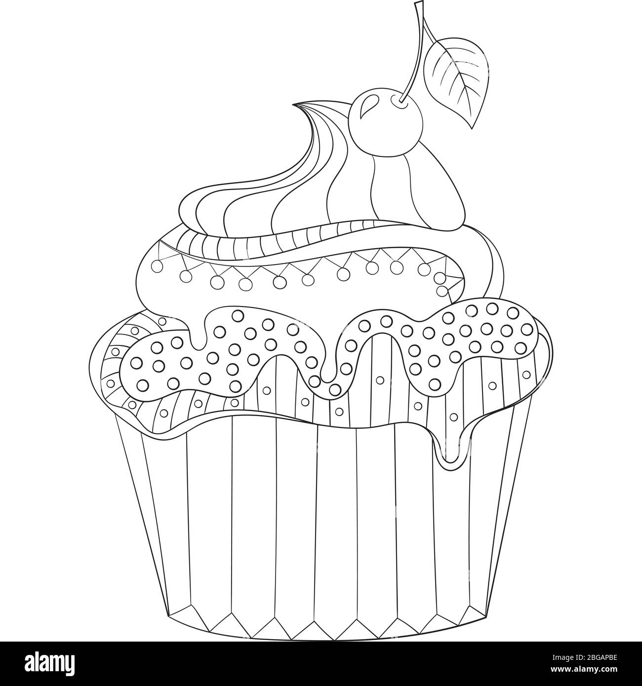 dessin vectoriel de dessert cupcake coloriage livre pour adultes vecteur illustration coloration anti stress adulte produits boulangerie style zentangle noir image vectorielle stock alamy comment enlever les taches crayon sur surfaces coloriages