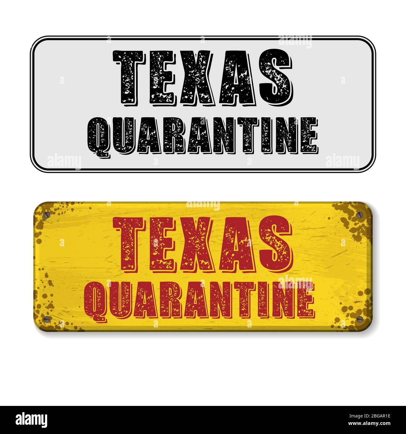 Plaque signalétique jaune de quarantaine Grunge Texas Illustration de Vecteur