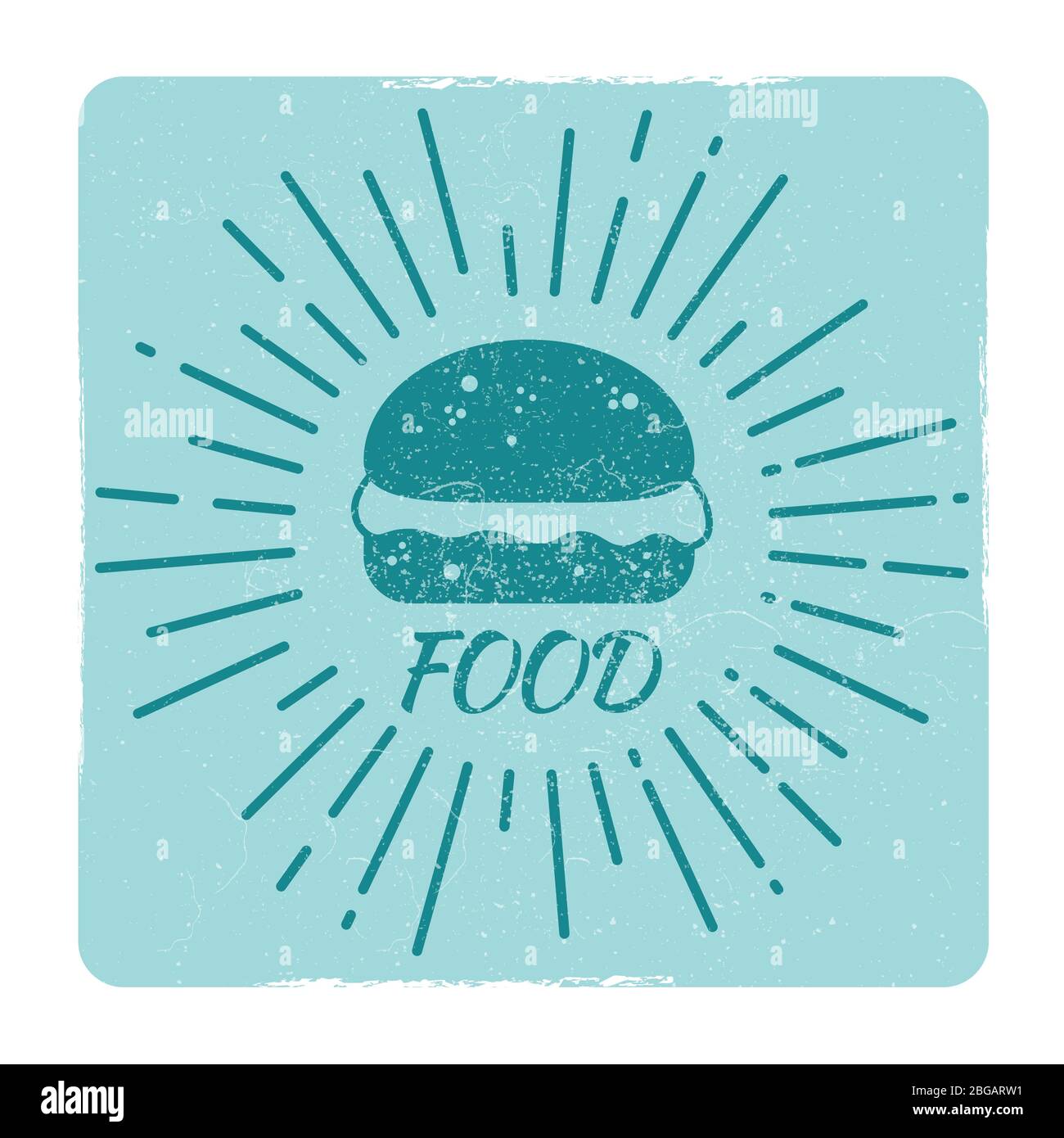 Écusson Grunge Food hipster - emblème rétro vintage de hamburger. Illustration vectorielle Illustration de Vecteur