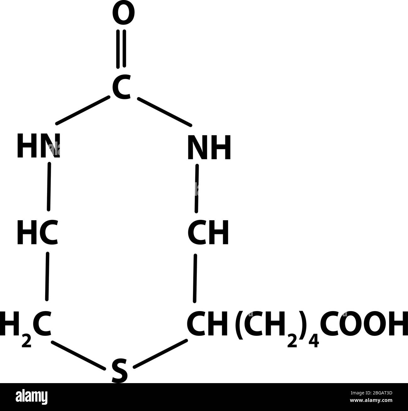 Vitamine B 7. Biotine Formule chimique moléculaire. Infographies. Illustration vectorielle sur un arrière-plan isolé. Illustration de Vecteur