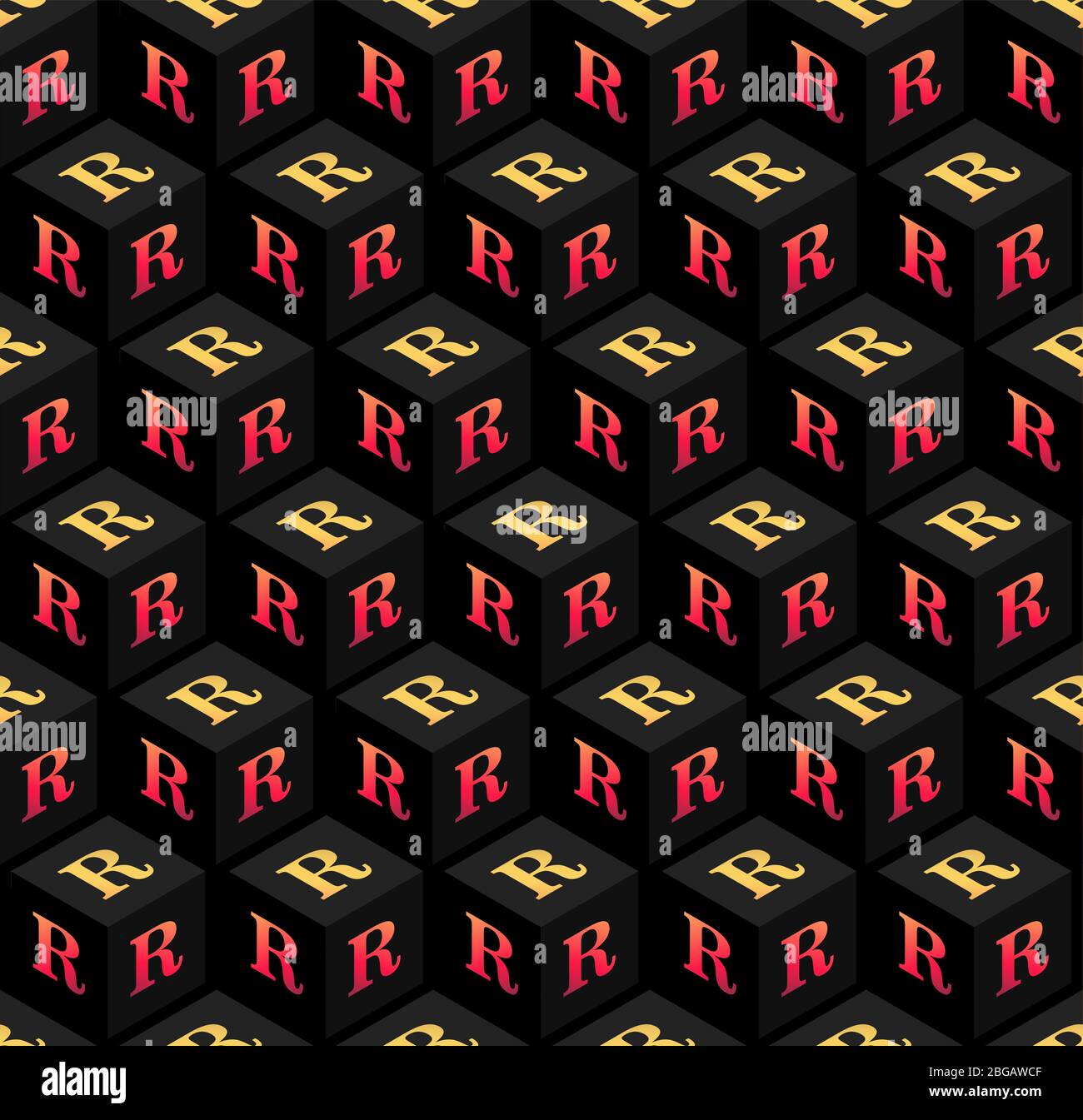 Arrière-plan abstrait tridimensionnel créé par la lettre R. lors de la création de l'arrière-plan, le cube volumétrique avec la lettre coupée en eux est utilisé. Illustration de Vecteur