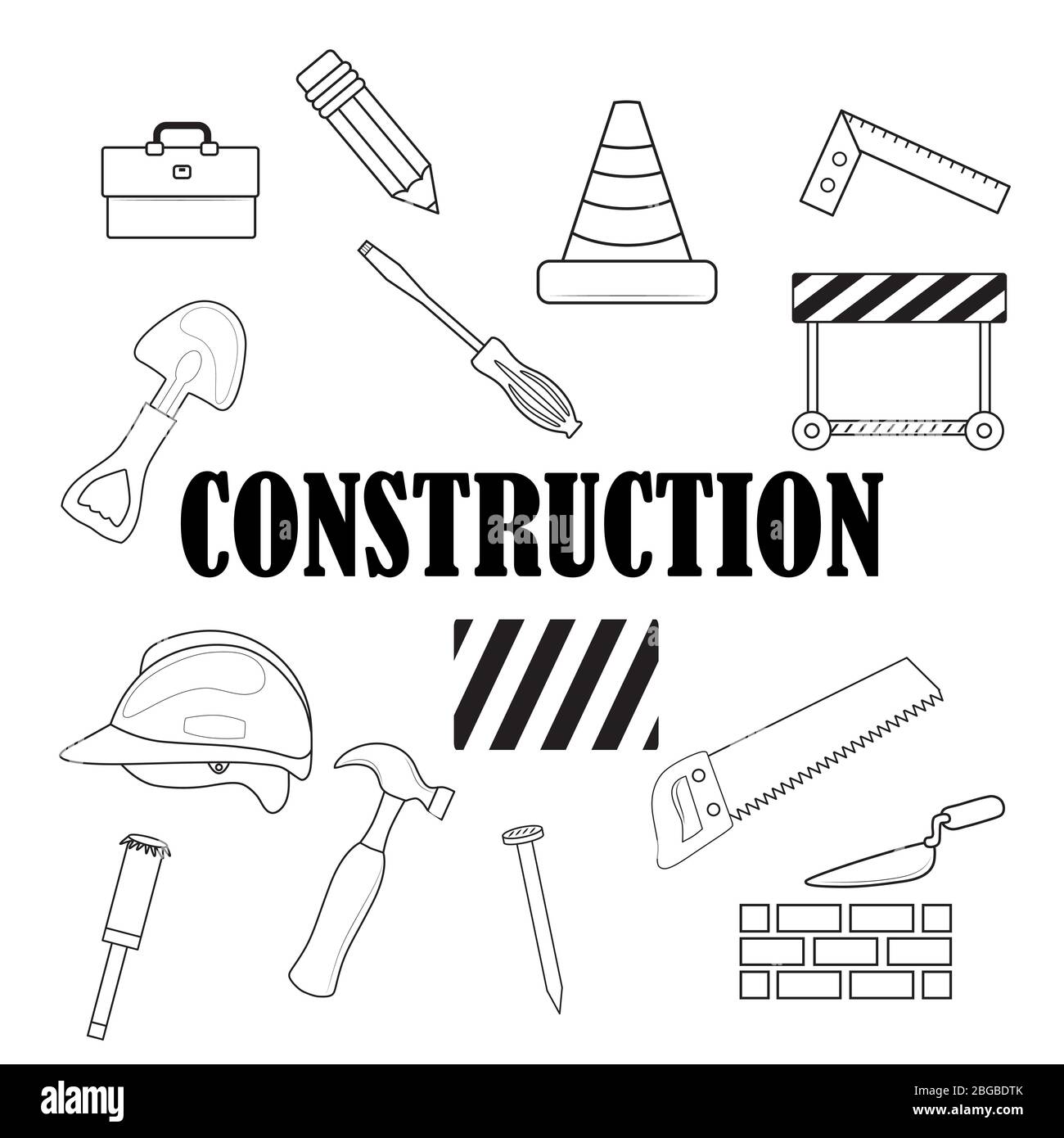 jeu d'outils de construction. Sur fond blanc Illustration de Vecteur