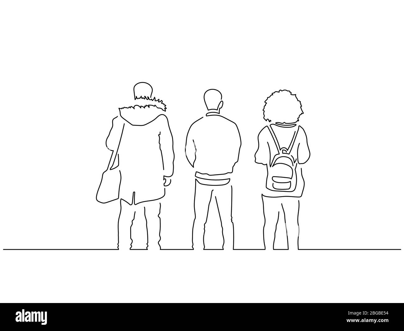 Les personnes sur le dessin de ligne isolé de la rue, dessin d'illustration vectorielle. Illustration de Vecteur