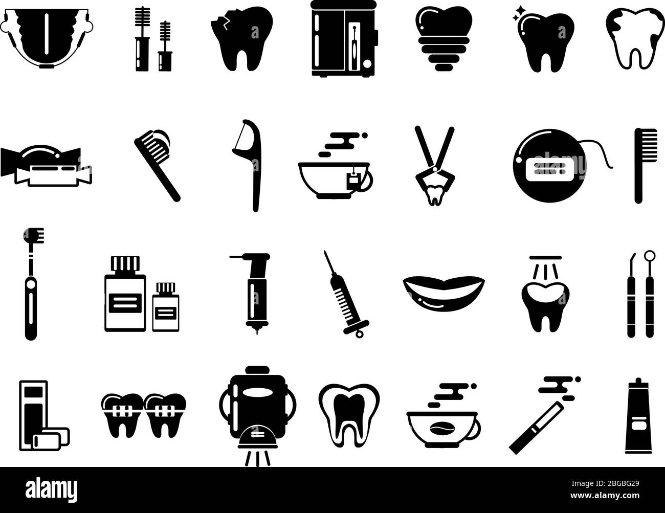 Images vectorielles monochromes dentaires. Illustrations de santé Illustration de Vecteur