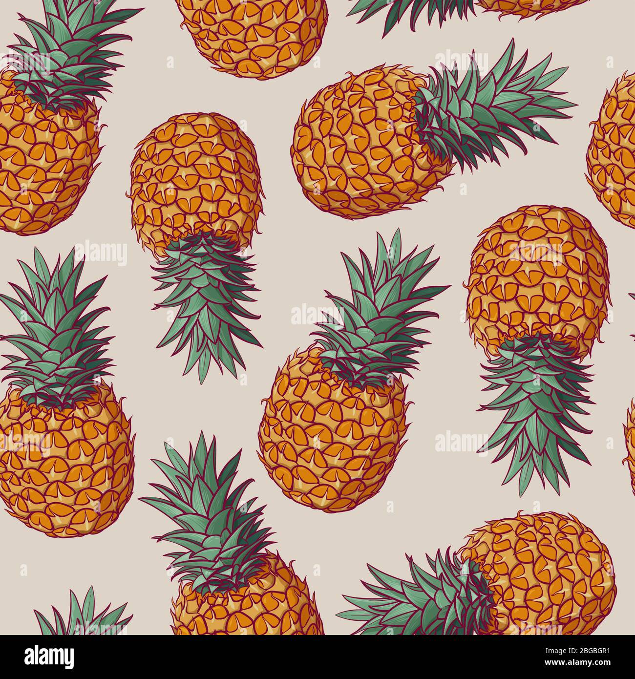 Motif transparent avec illustrations vectorielles des ananas Illustration de Vecteur