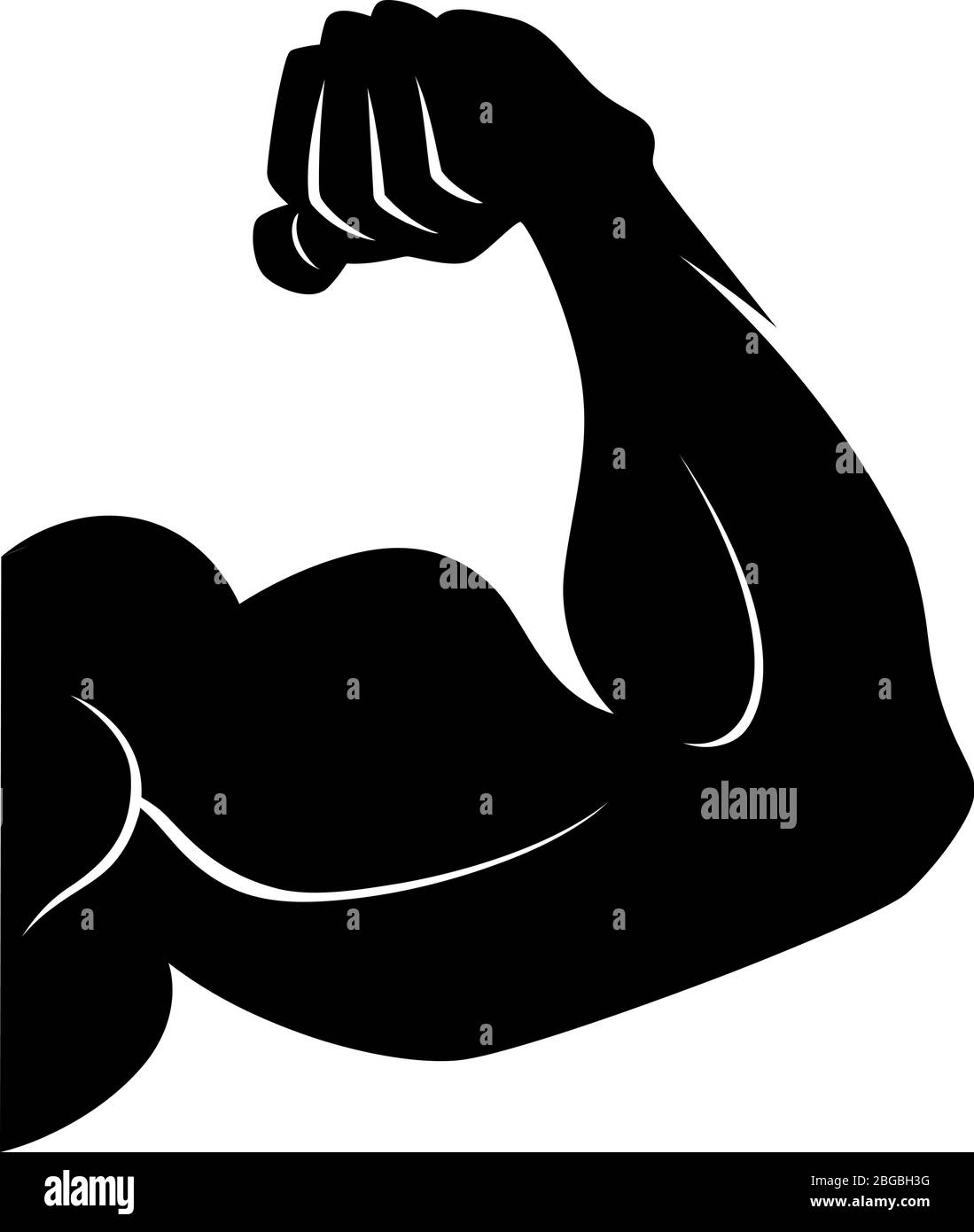 Symbole de relevage. Bras musculaire. Icône de vecteur noir isolée Illustration de Vecteur