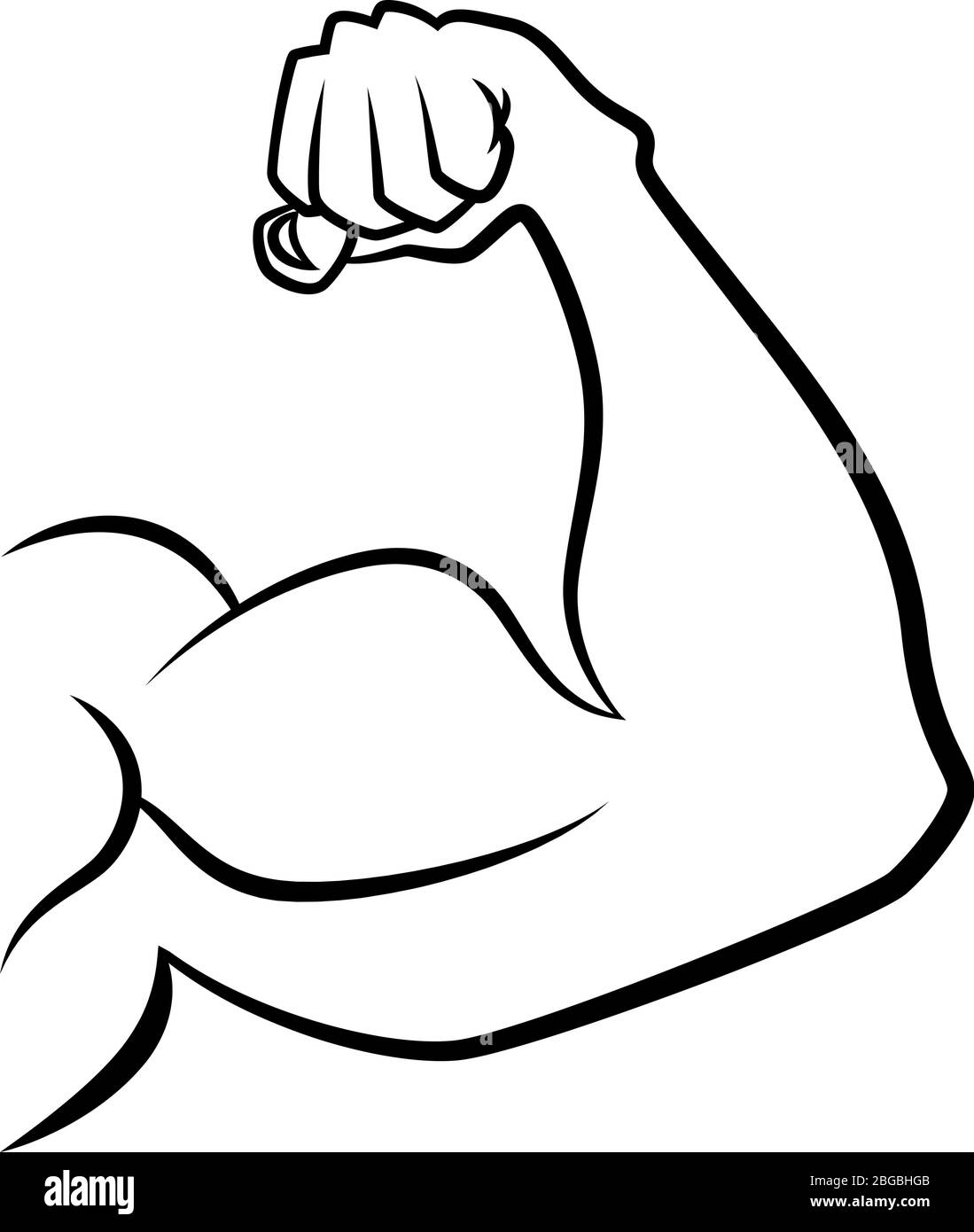 Main forte avec les muscles. Icône vectoriel dessinée à la main Illustration de Vecteur