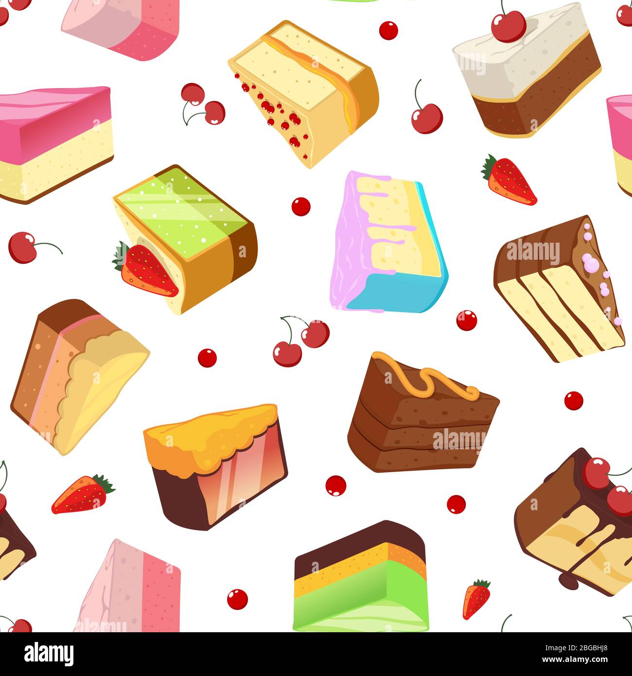 Tranches de gâteau. Vecteur de répétition transparente isoler sur la lumière Illustration de Vecteur