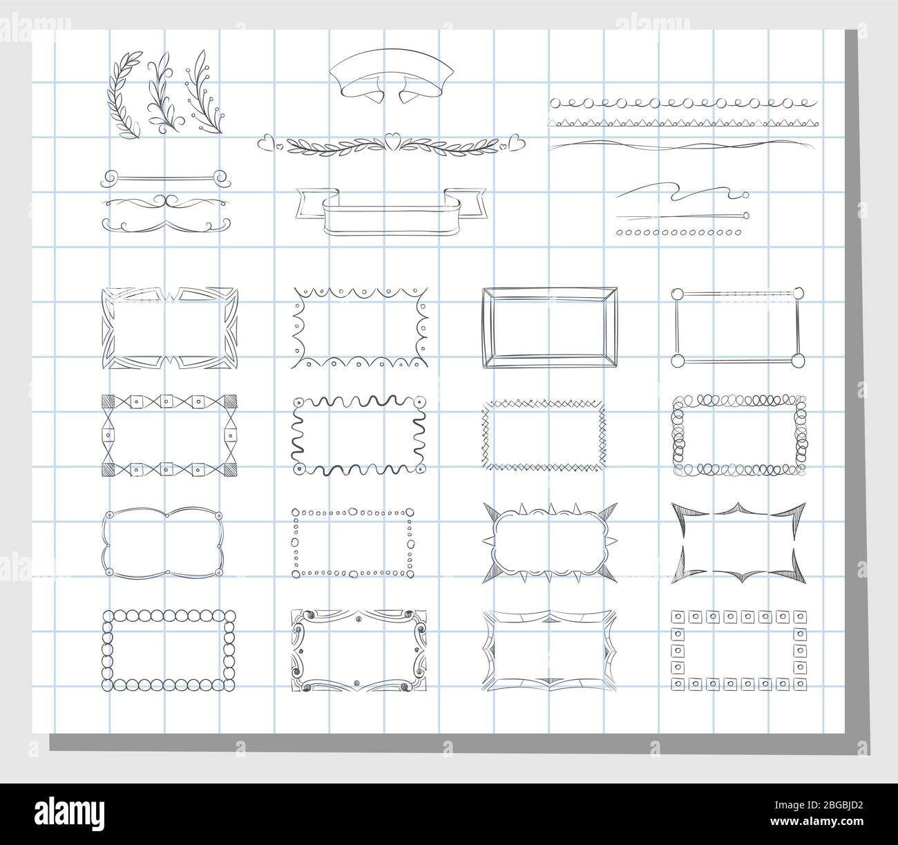 Cadres dessinés à la main à l'école Illustration de Vecteur