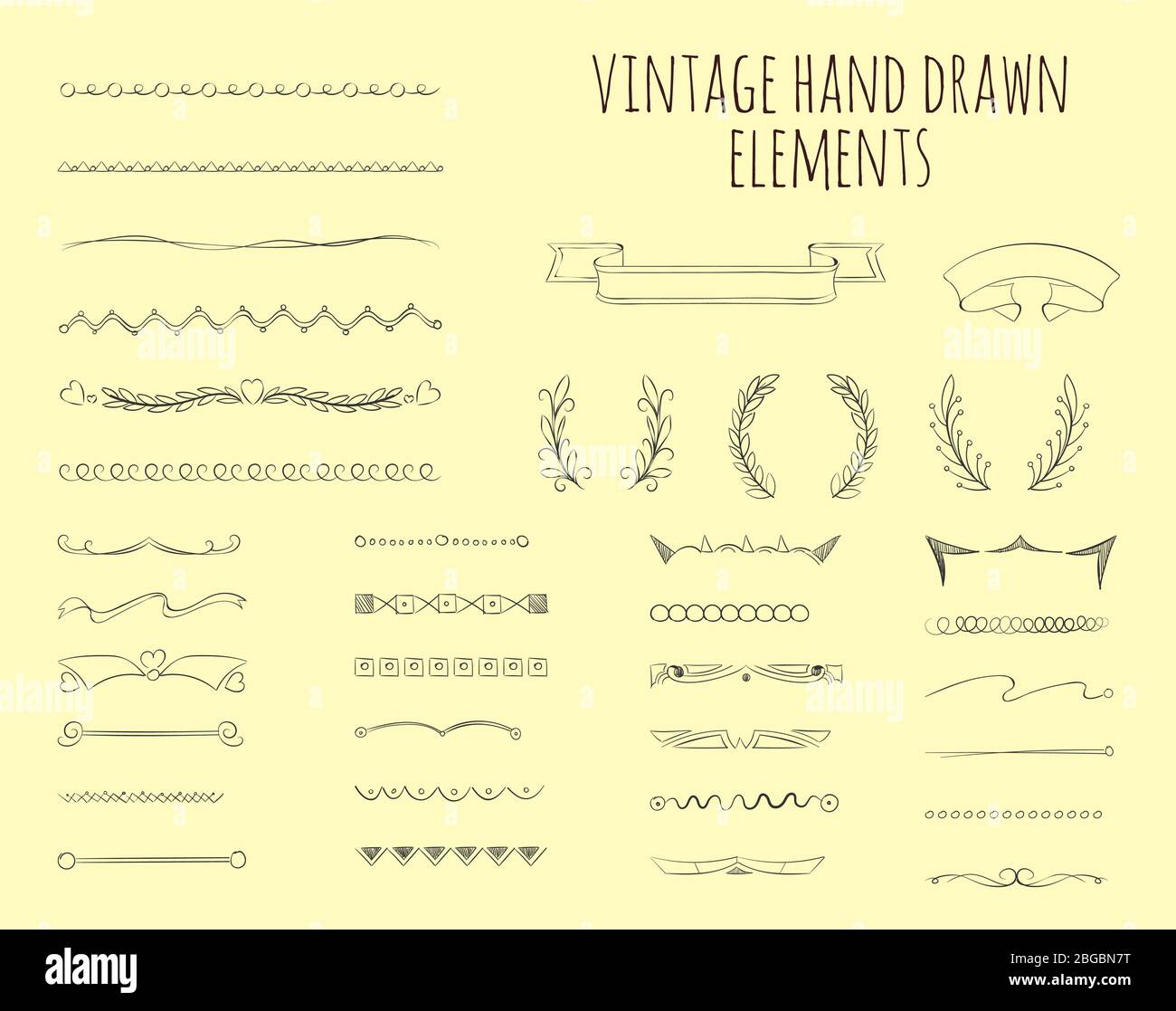 Éléments anciens tirés à la main Illustration de Vecteur
